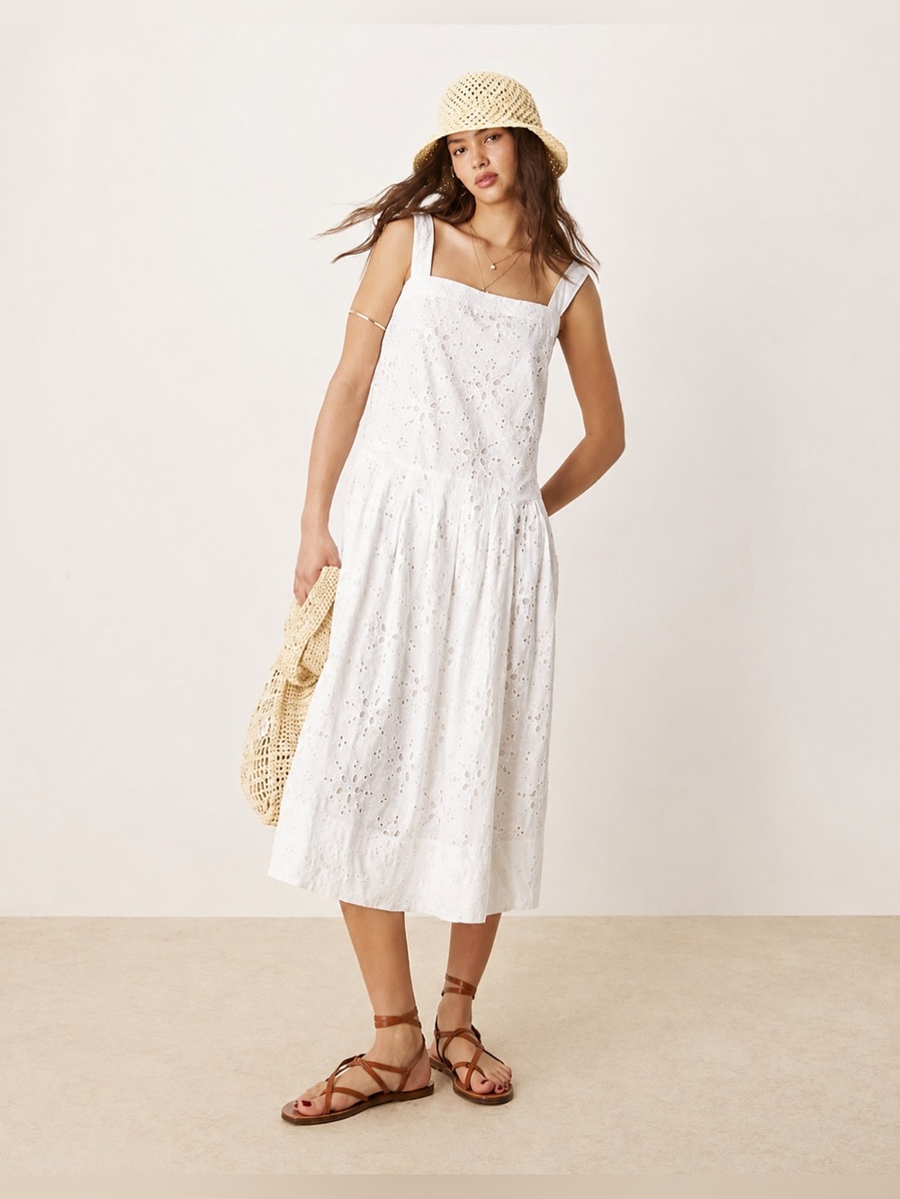 NWT FREE PEOPLE Primavera Eyelet Midi Dress | White MSRP $168 Size S - Picture 6 of 11
